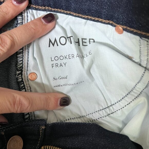 MOTHER‎ Looker Ankle Fray So Good Jeans Dark Wash Size 28 - Picture 5 of 12